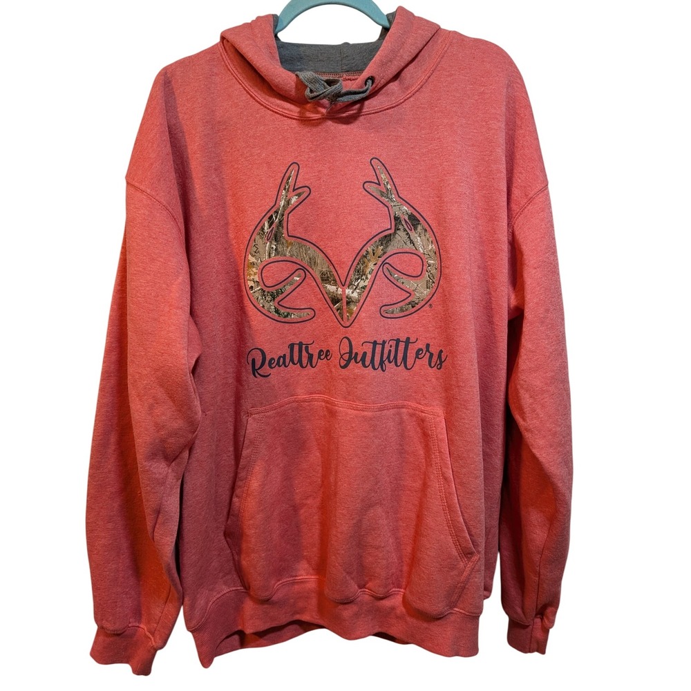 RealTree‎ Women XL Pink  Gray Hoodie Fleece Lined Casual Outdoor Nature Farmcore